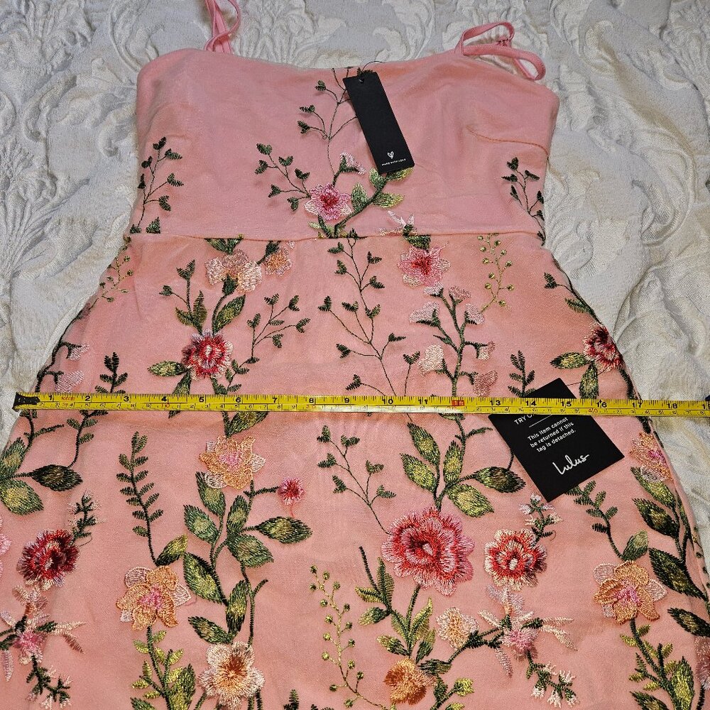 Lulus Blooming For Love Pink Floral Embroidered Midi Dress - NWT, Size Small - Picture 5 of 11
